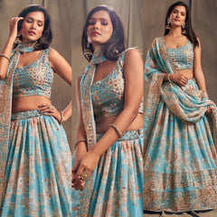 Party-wear Soft Organza With Digital Printed Lehenga Choli