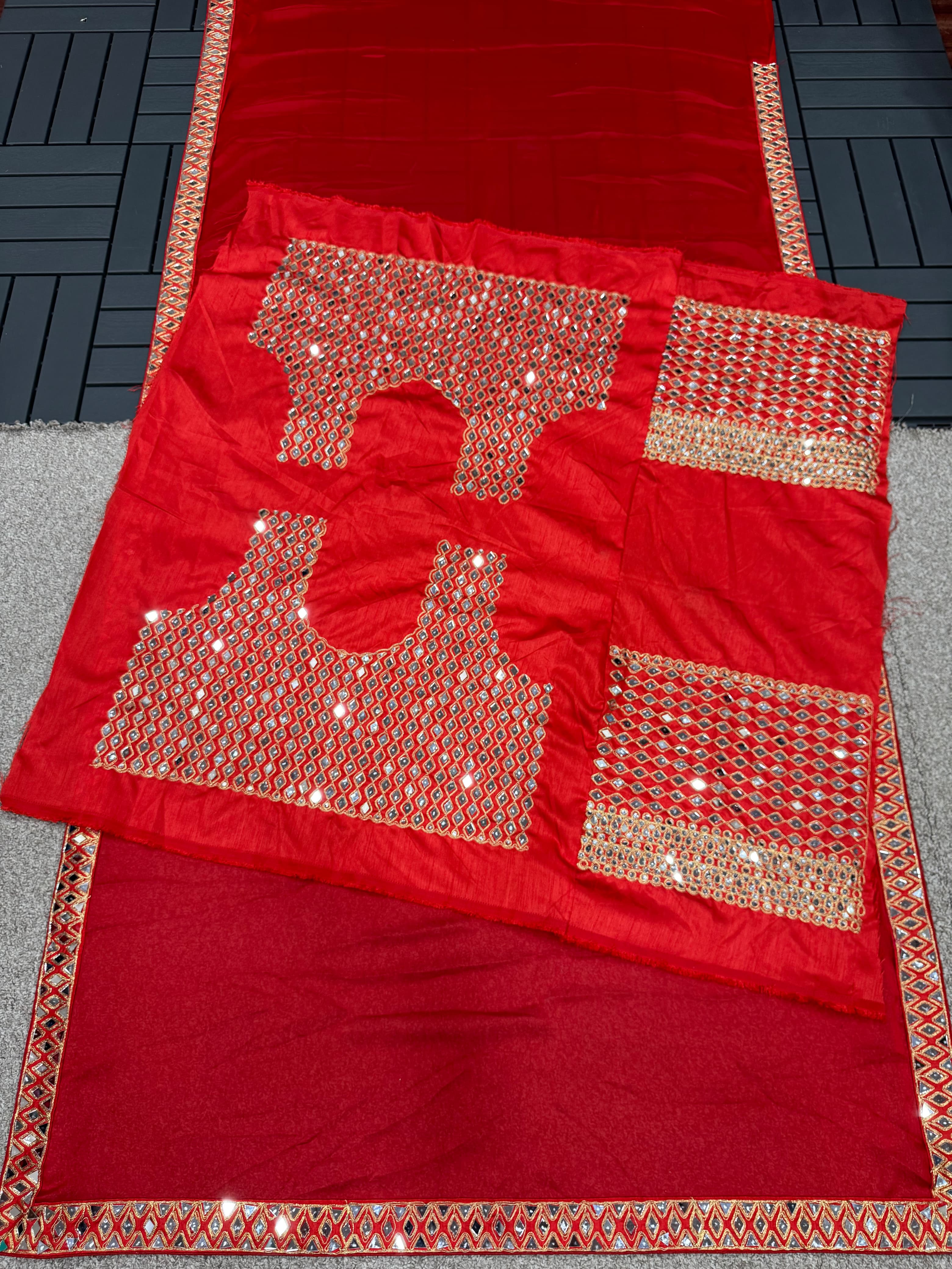 Hot Red Rangoli Silk Bollywood Designer Saree