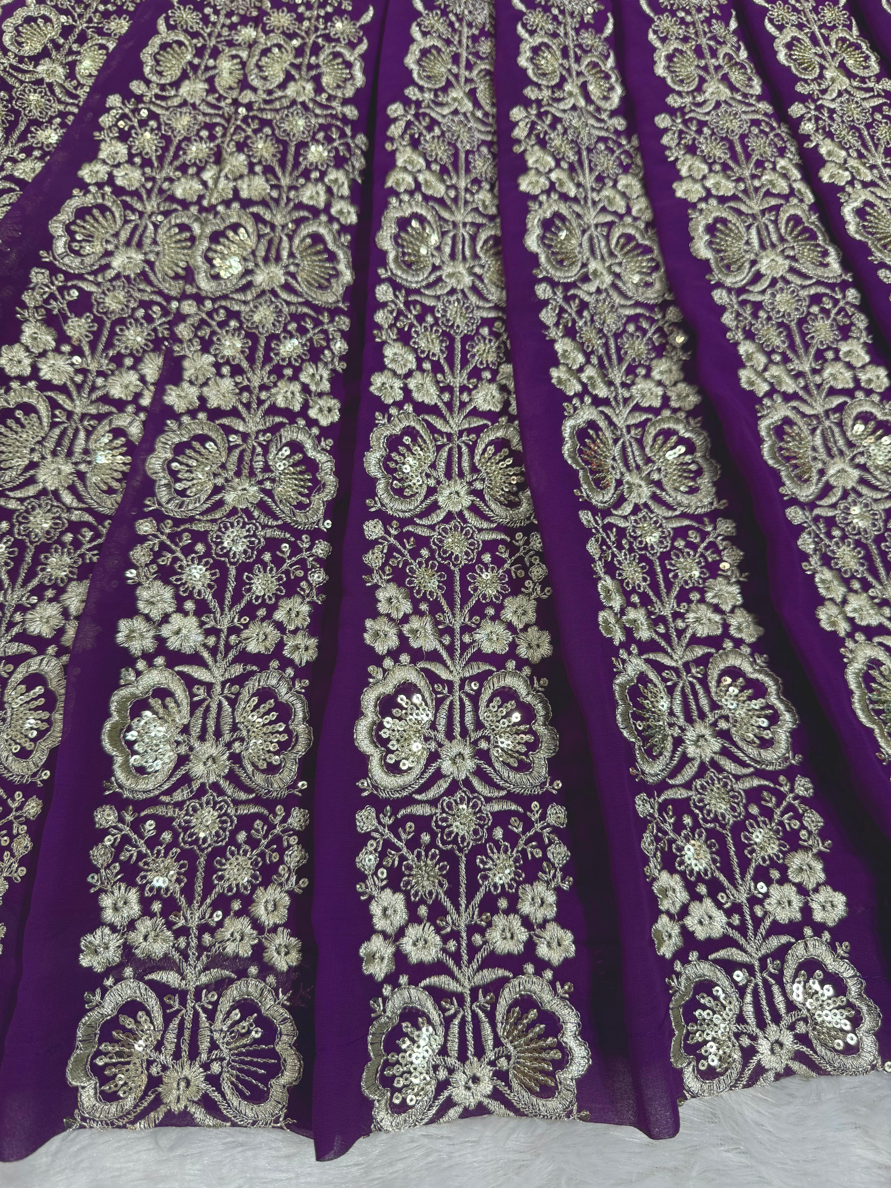 Shining Purple Partywear Sequence With Thread Work Designer Lehenga Choli