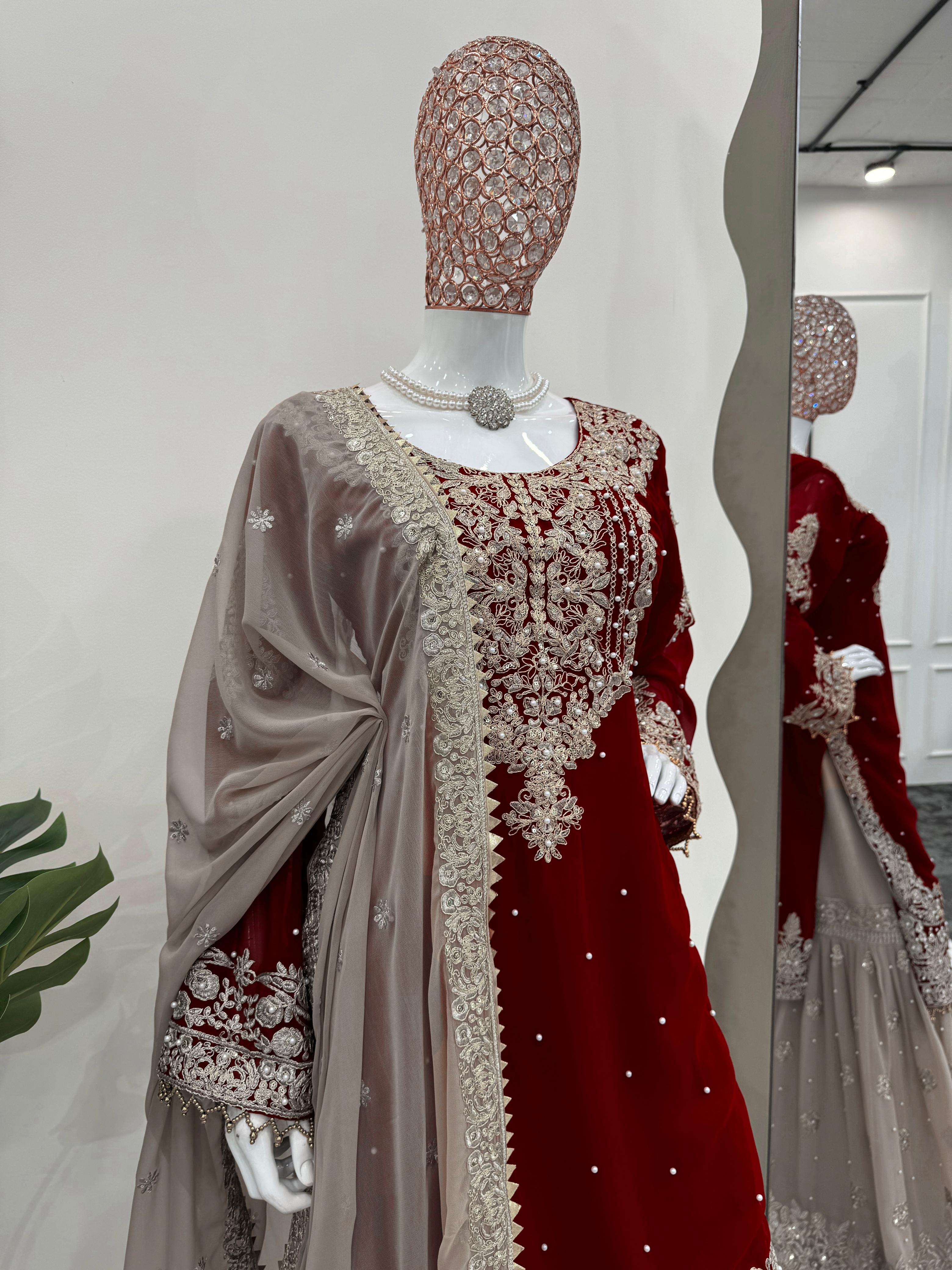 Beautiful Party-wear Designer Georgette Coding & Sequence Work Sharara