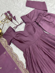 Stunning Purple Ready To Wear Anarkali Gown