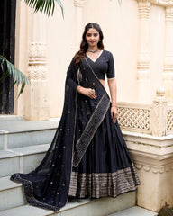 Grace & Beauty Pure Chanderi Plain Lehenga With Intricate Zari Work Border