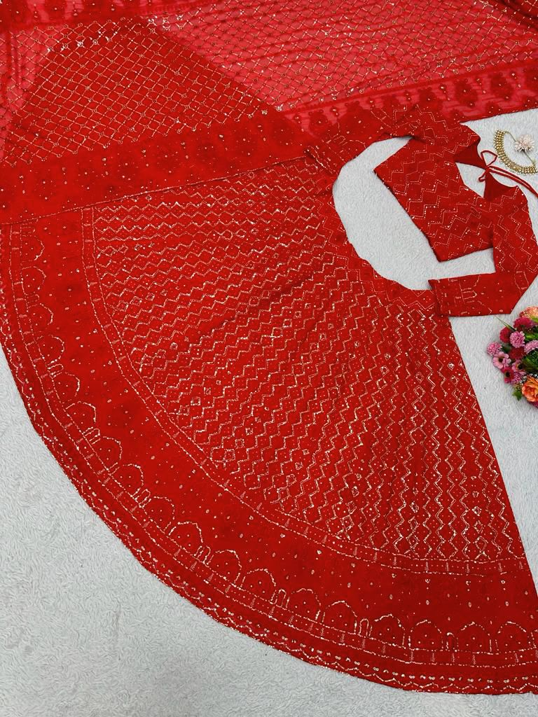 Attractive Unique Design Georgette Work Lehnega Choli