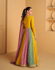 Beautiful Multicolored Georgette Embroidery Work Gown