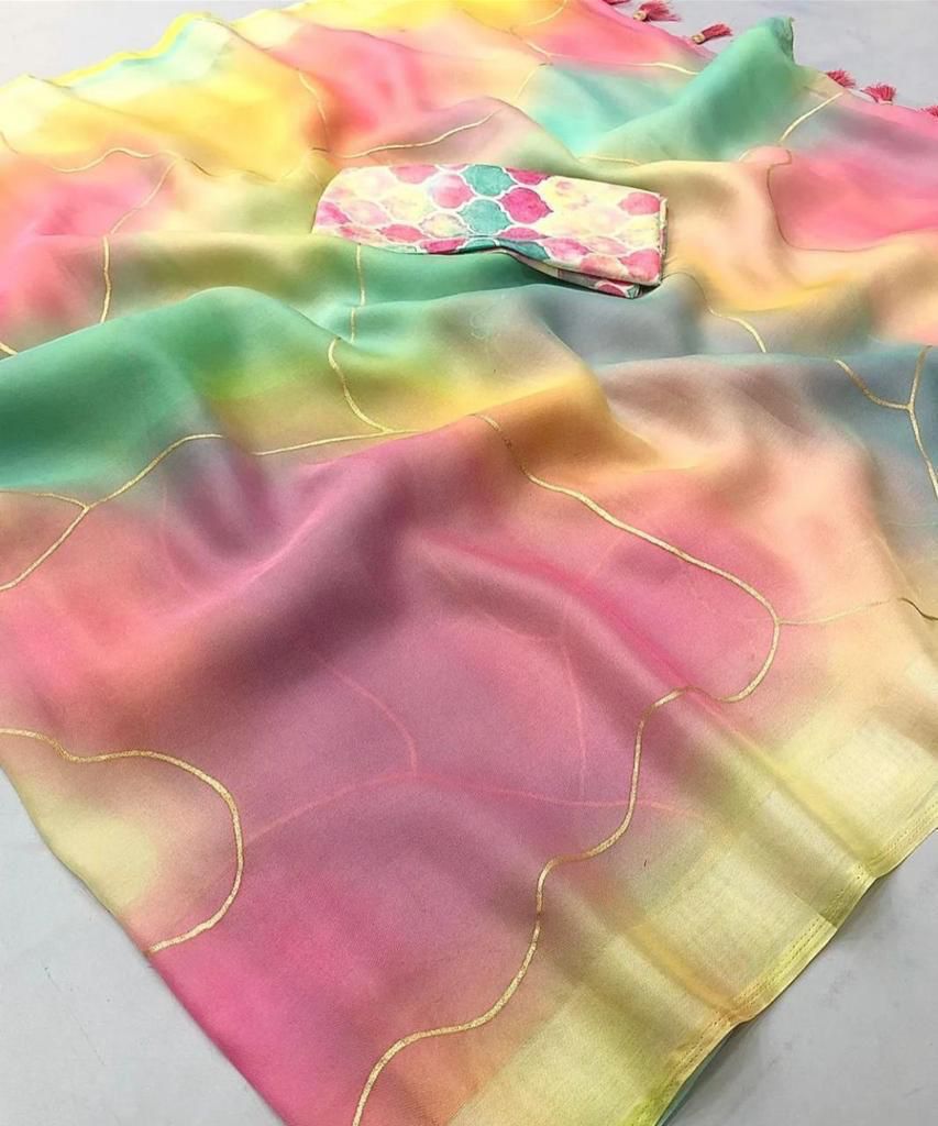 Beautiful Pure Soft Organza Printed Saree