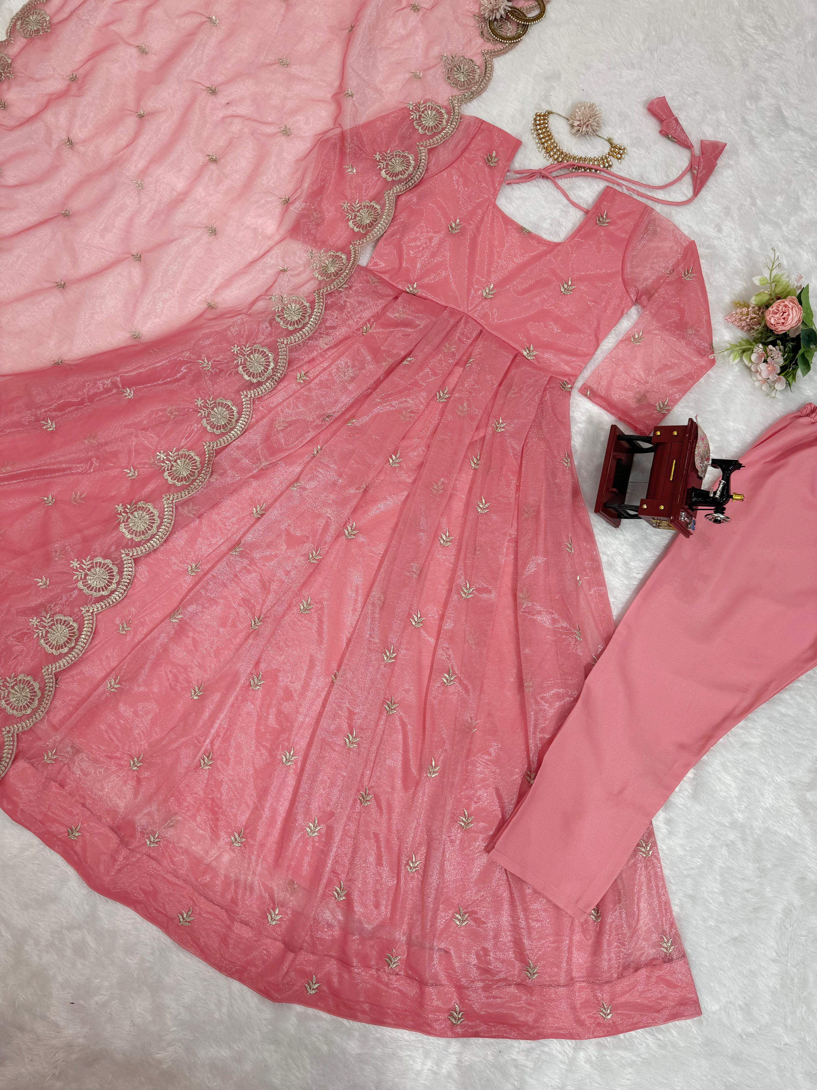 Traditional Beautiful Organza Silk Thread With Sequence Work Gown