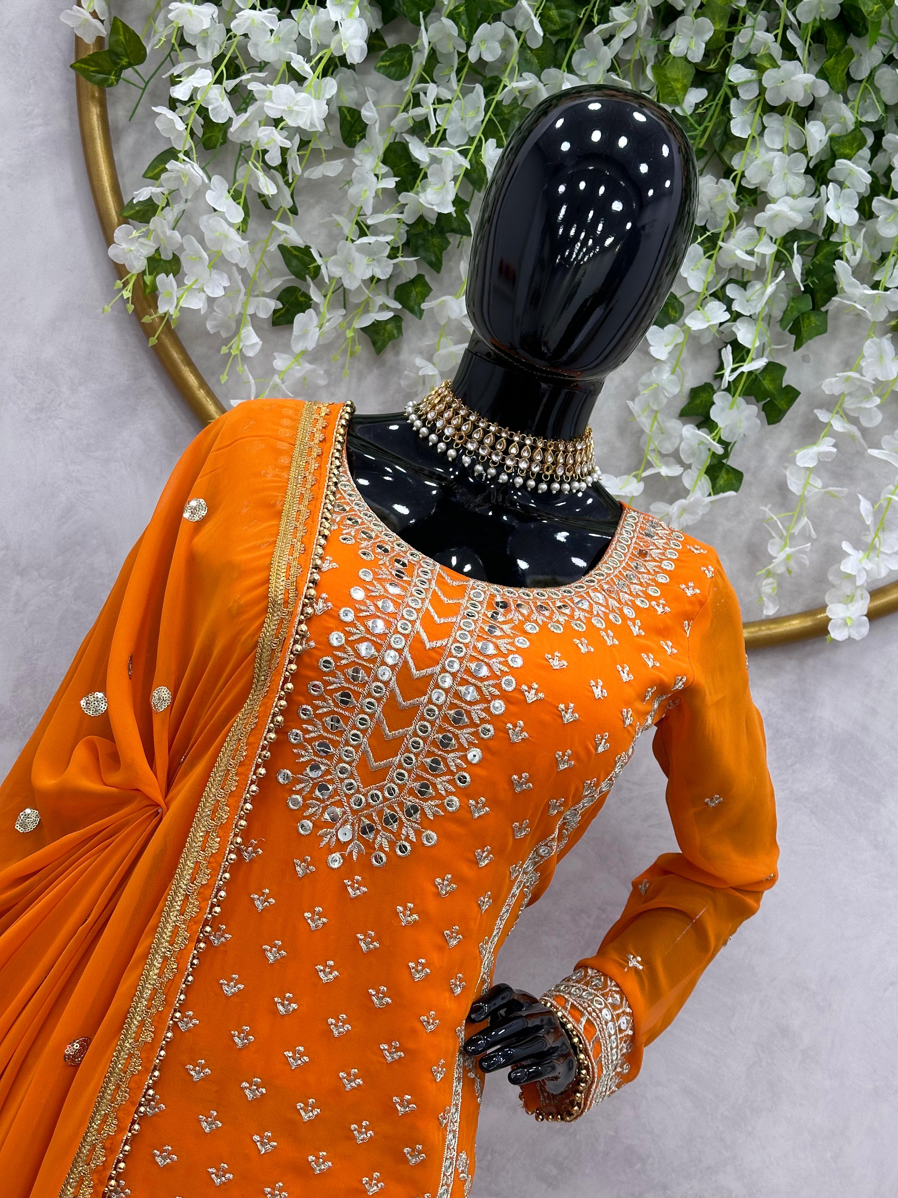 Beautiful Designer Georgette Thread With Sequence Work Sharara