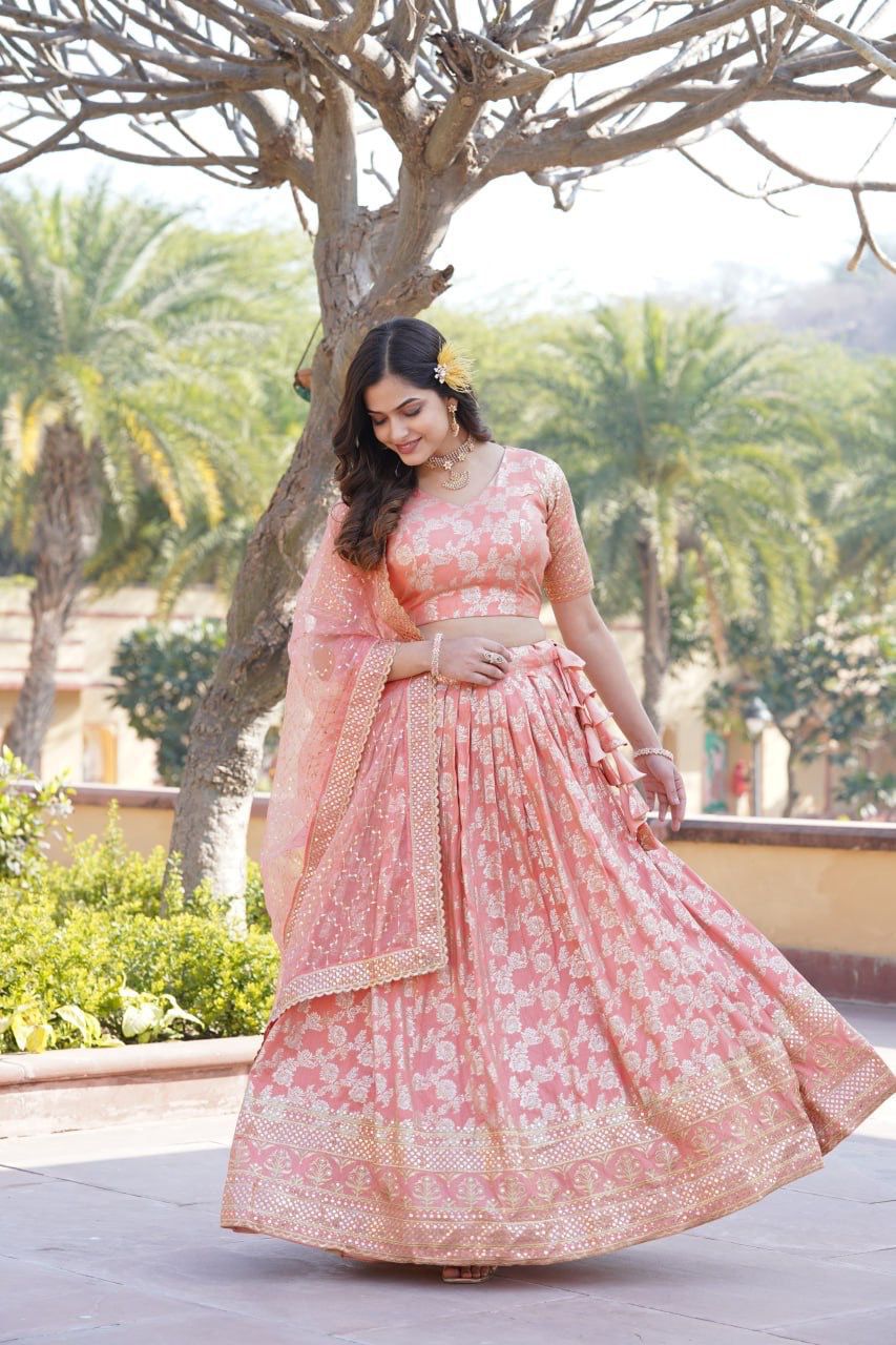 Designer Dye-able Pure Viscose Jacquard Lehenga Choli