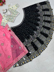 Stunning Black Sequence with Zari Embroidery Work Lehenga Choli