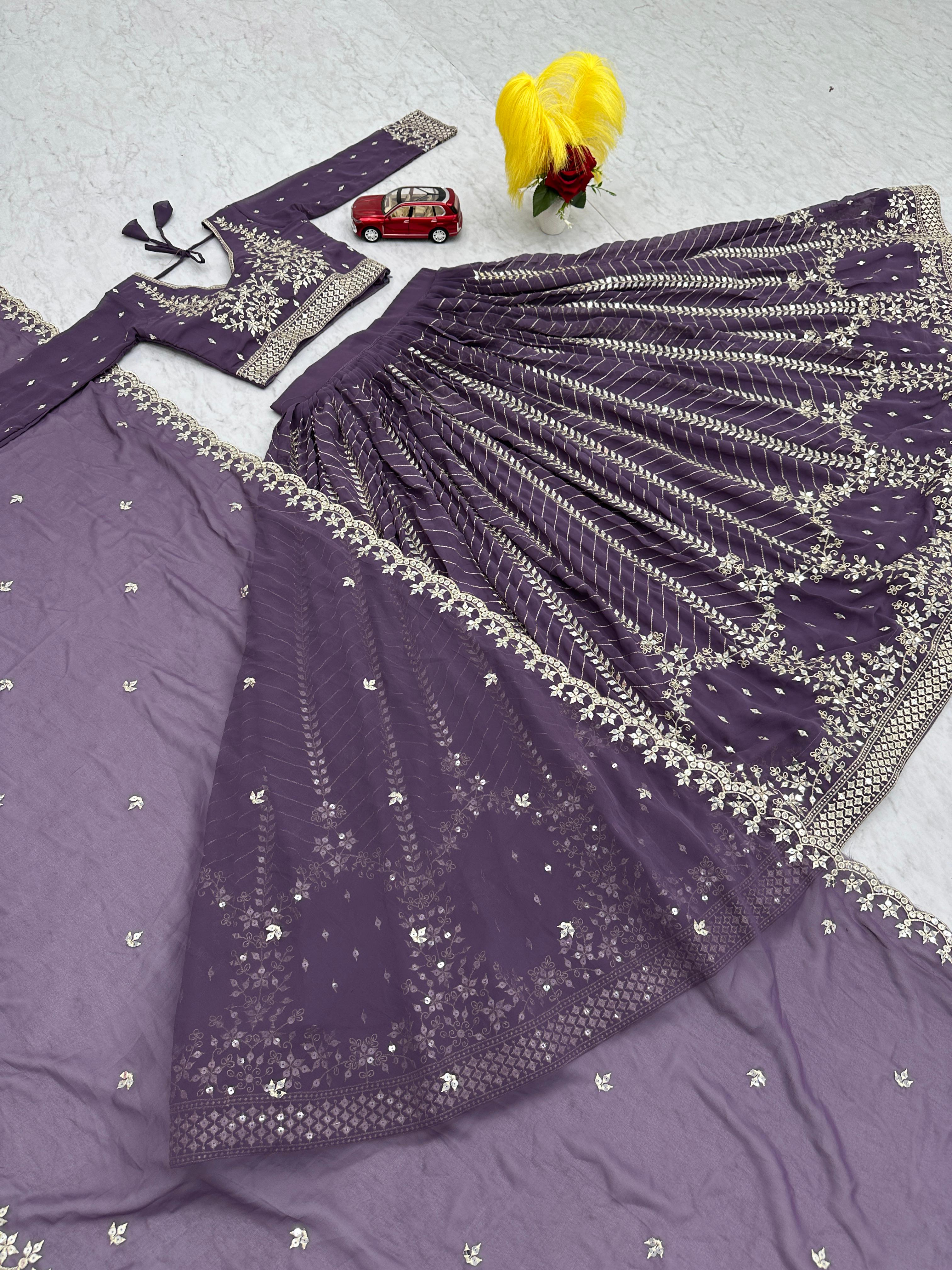 Party-wear Georgette Embroidery With Sequence Work Lehenga Choli