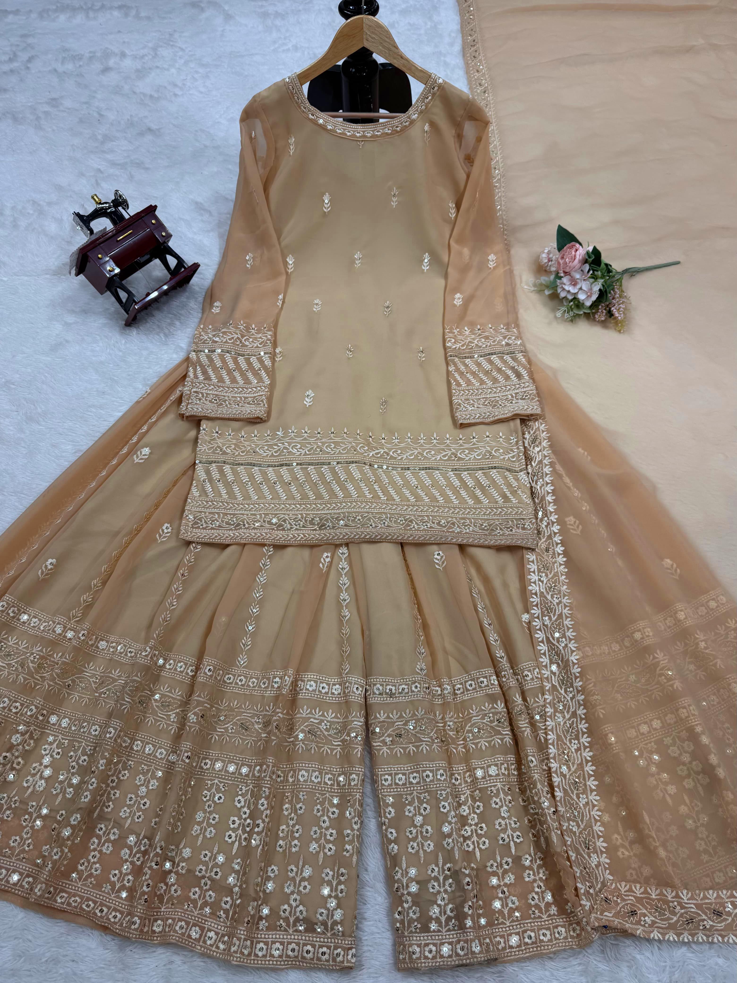 Party-wear Georgette Thread With Sequence Work Sharara