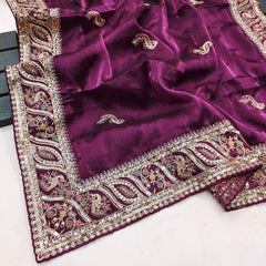 Pure Soft Jimmy Choo Embroidery Work Saree