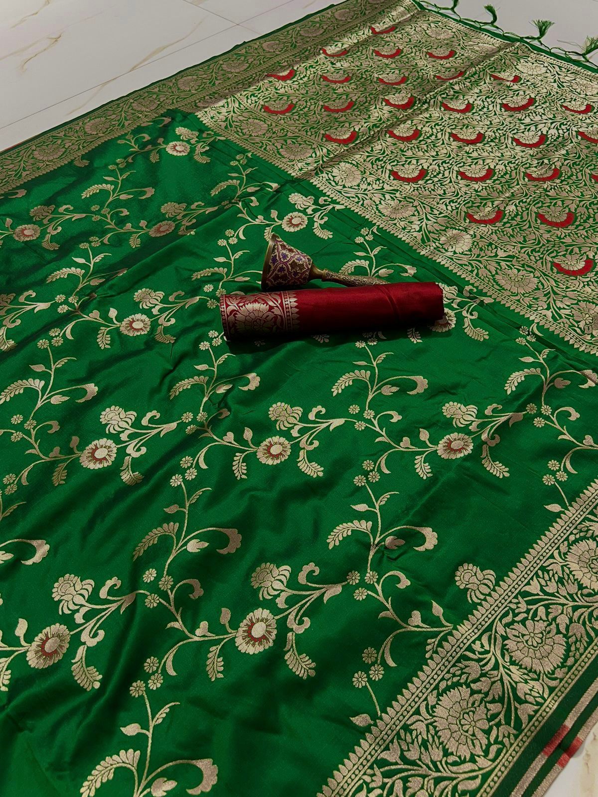 Traditional Pure Heavy Silk Zari With Heavy Minakari Weaving Work Saree