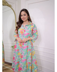 Designer Printed Cotton Work Salwar Suit