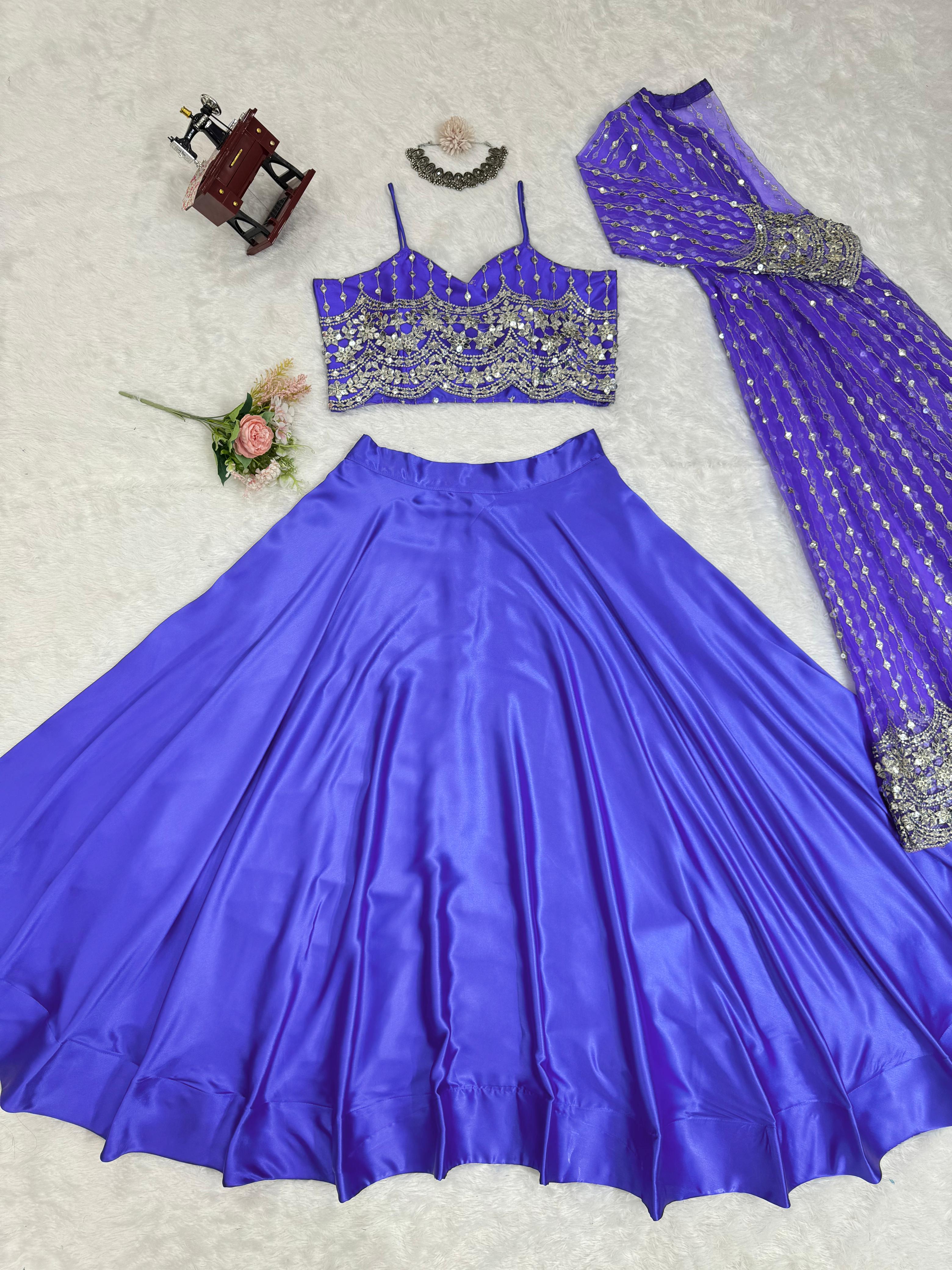 Beautiful Festival Wear Lavender Indo Western Lehenga Choli