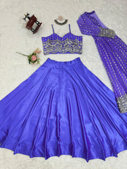 Beautiful Festival Wear Lavender Indo Western Lehenga Choli