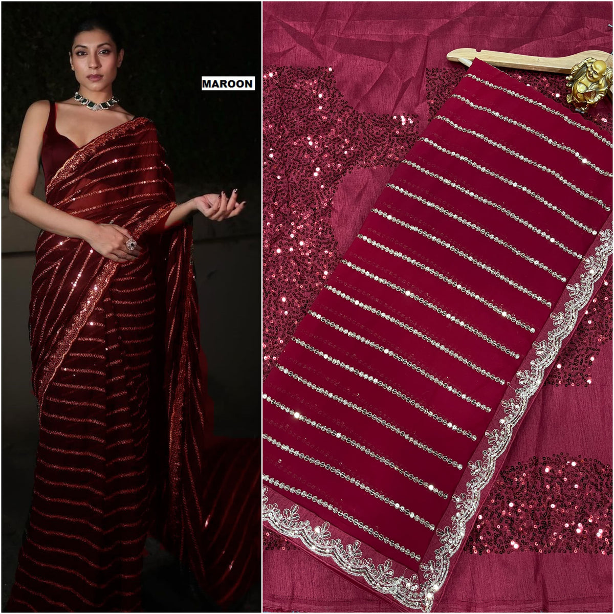 Bollywood Blockbuster Partywear Georgette With Sequence & Embroidery Work Saree