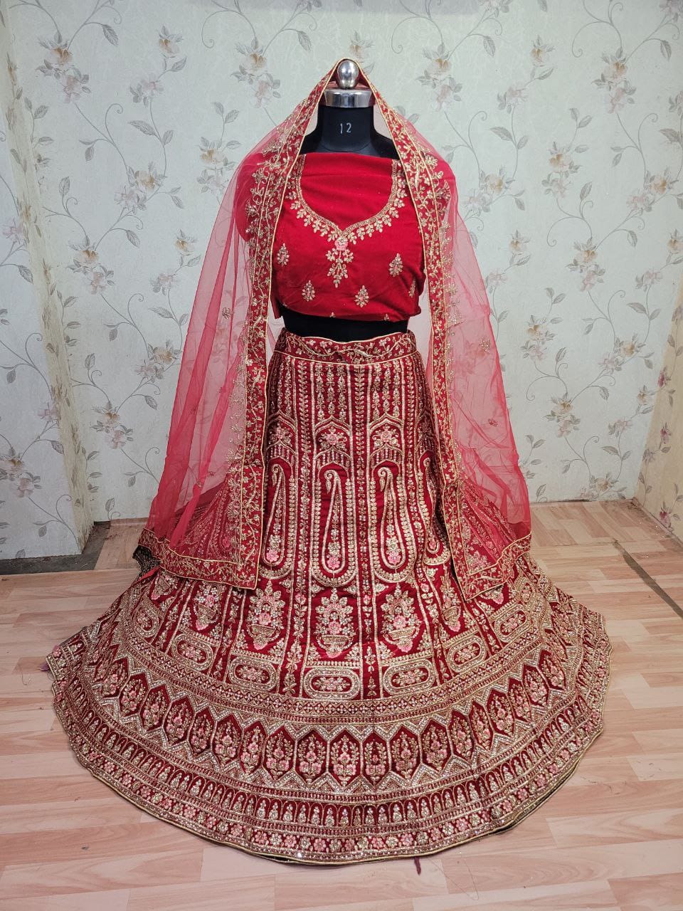 Masterpiece Designer Diamond Cut Work Velvet Lehenga Choli