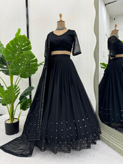 Blockbuster Black Beautiful Georgette Lehenga Choli