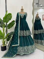 Wedding Special Green Georgette Thread With Sequence Work Lehenga Choli