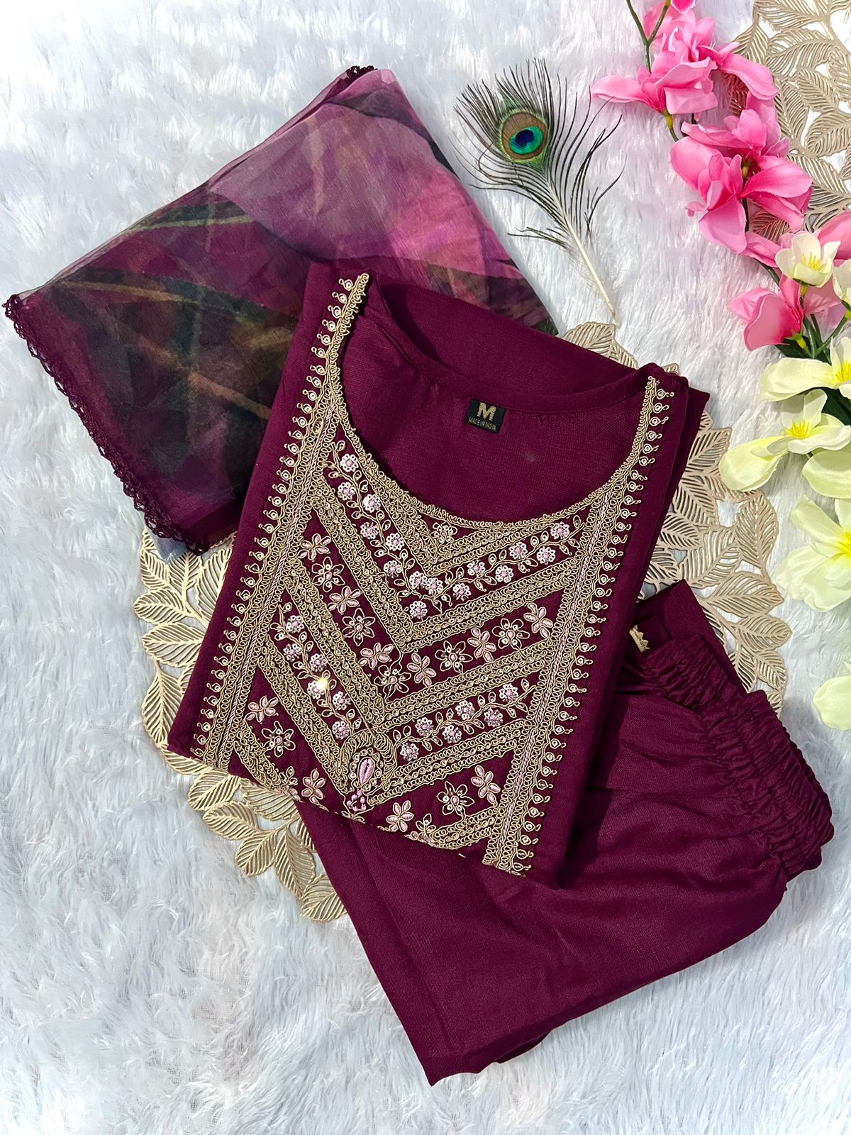 Beautiful Girlish Designer Kurti Pent Dupatta Set