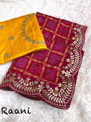 Beautiful Vichitra Bandhej Khadi Printed Saree