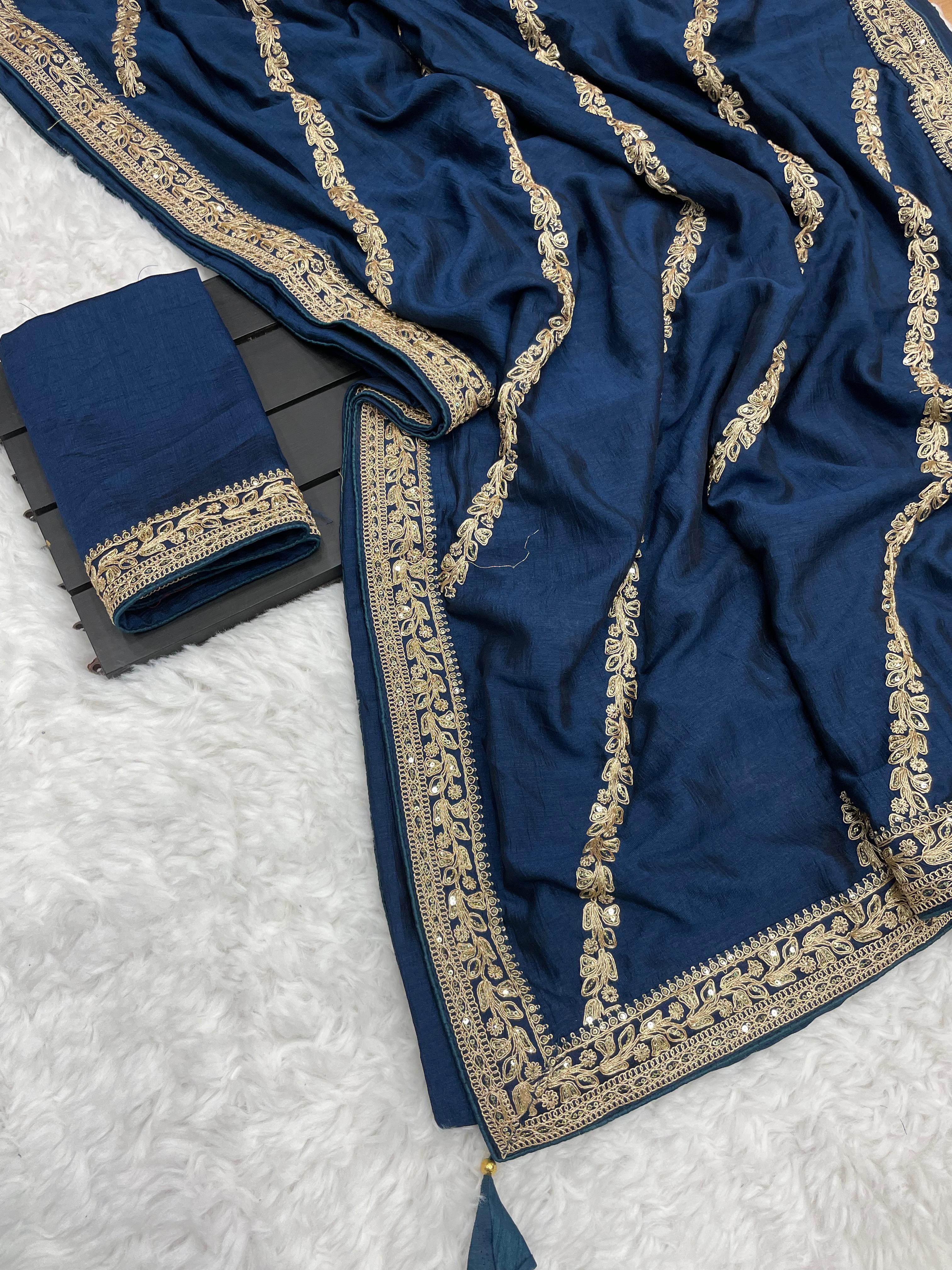 Beautiful Sequence Vichitra Silk Saree