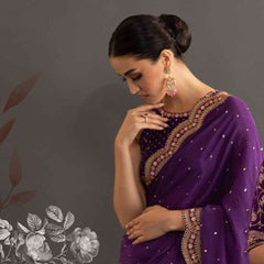 Partywear Purple Beautiful Designer Saree