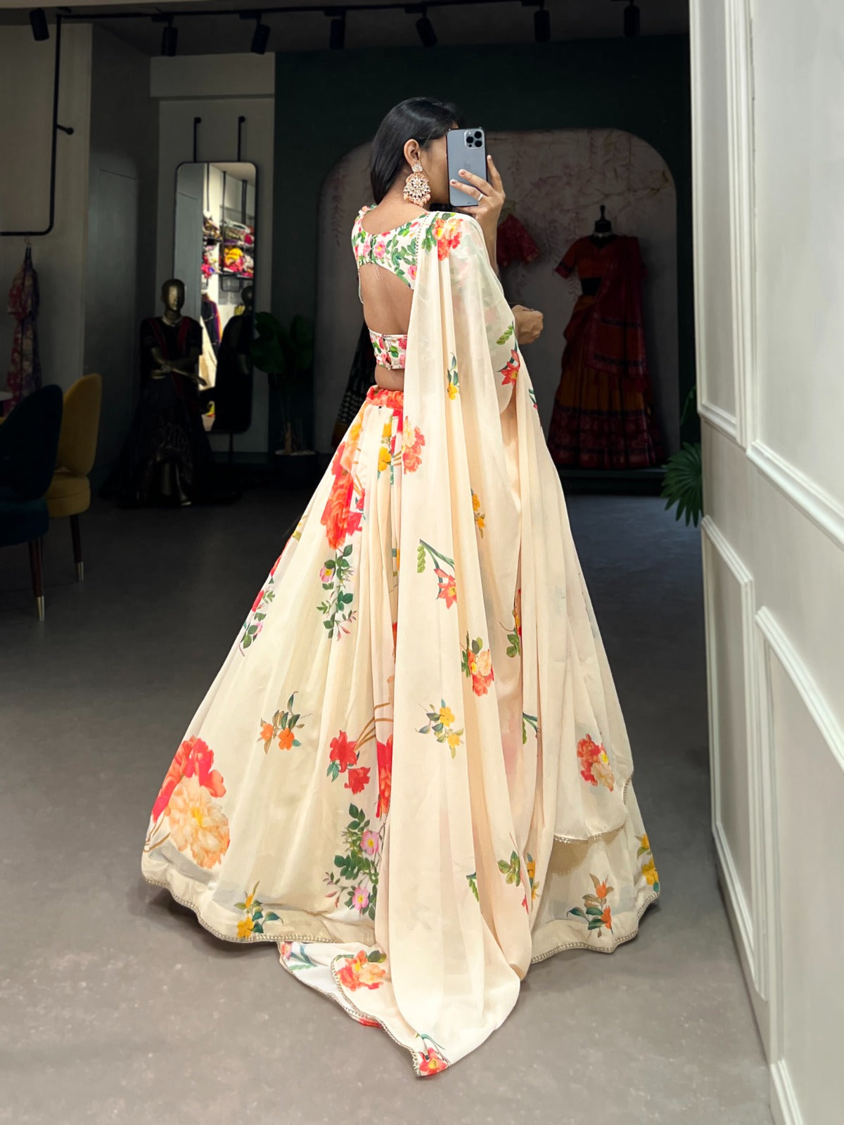 Beautiful Floral Printed Georgette Lehenga Choli