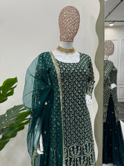 Beautiful Designer Green Thread & Sequence Work Suit