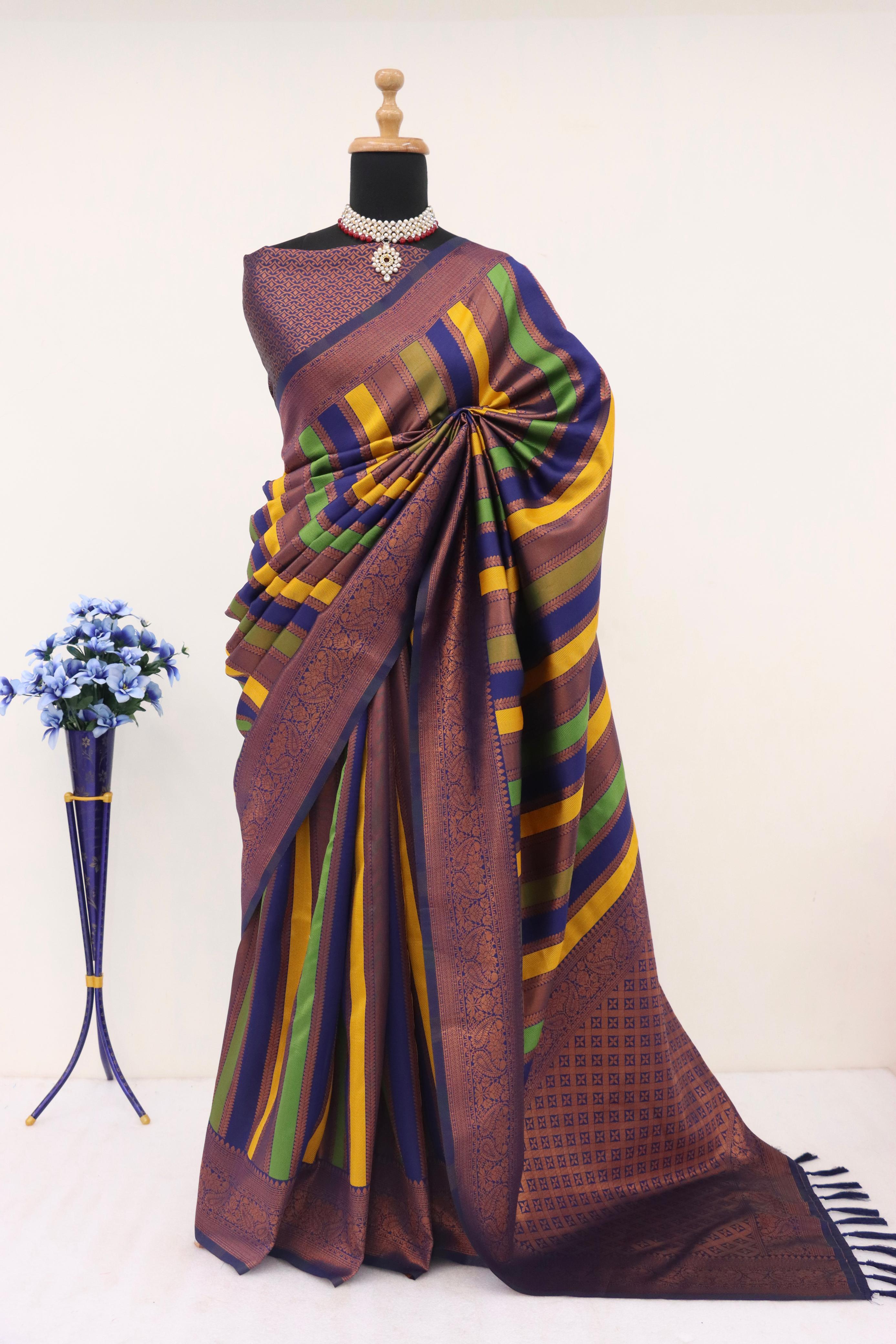 Pure Soft Premium Semi Kanjivaram Pattu Saree With Paithani Pallu