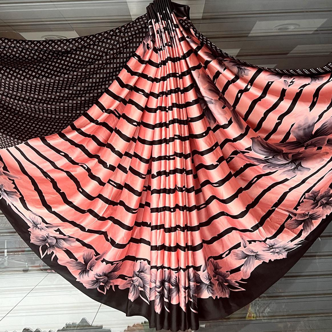 Beautiful Printed Satin Crepe Saree