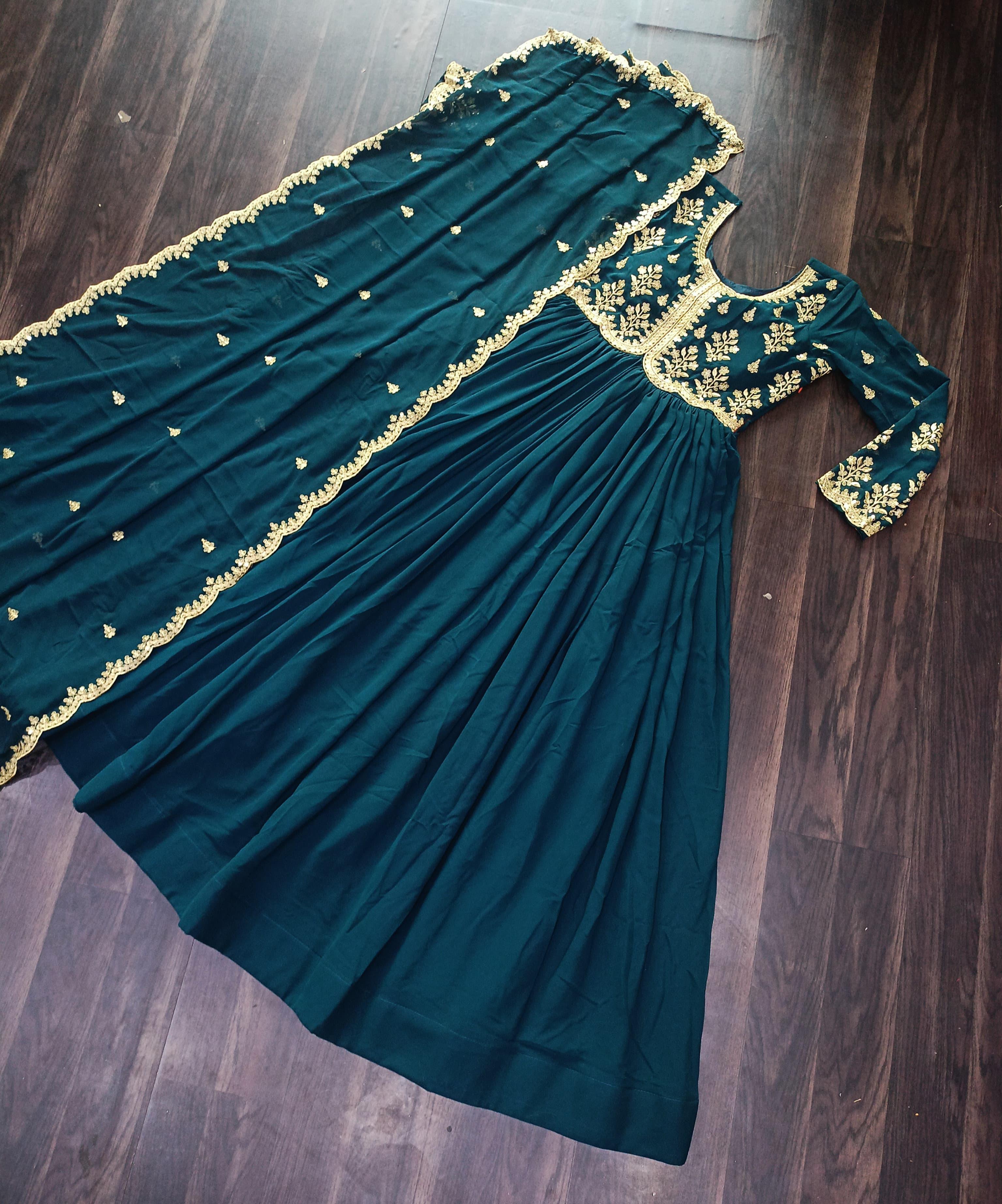 Attractive Sequence Multi Embroidery Work  Gown