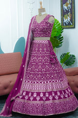 Purple Fancy Designer Georgette Lehenga Choli