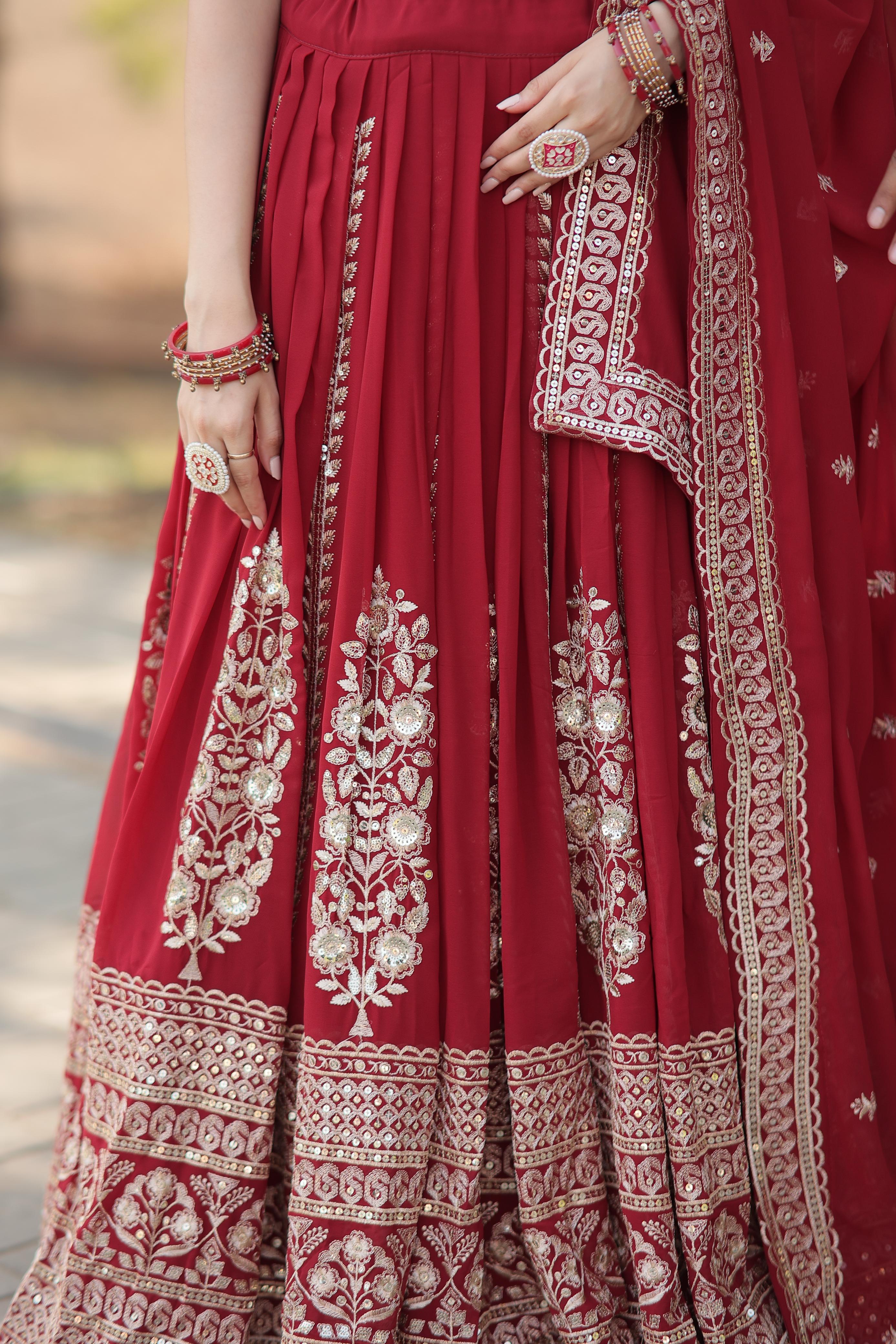 Trending Maroon Colour Embroidery Sequence Work Lehenga Choli