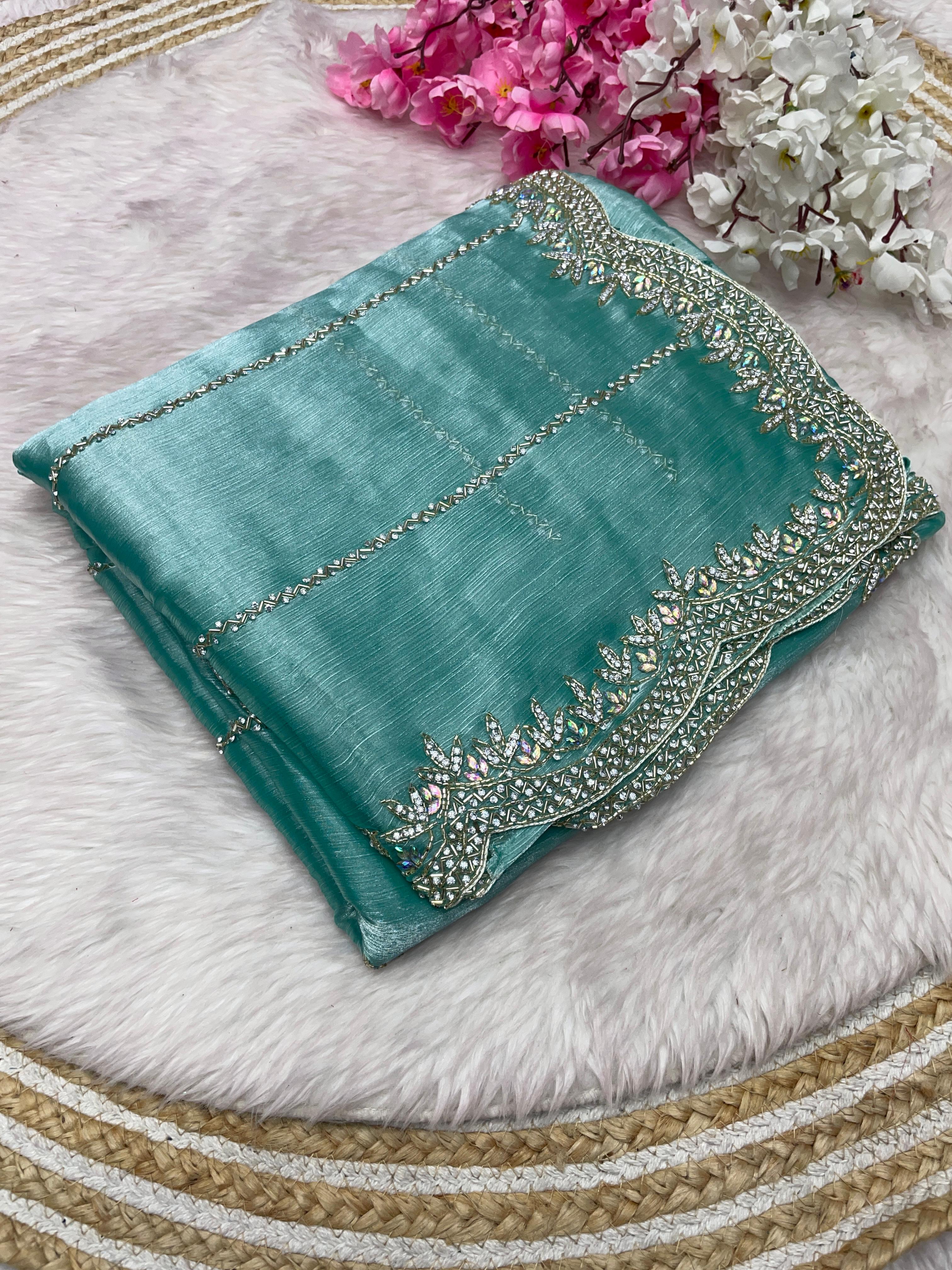 Jimmy Choo With Beautiful Khatli Cut Dana Handwork & Diamond Work Saree