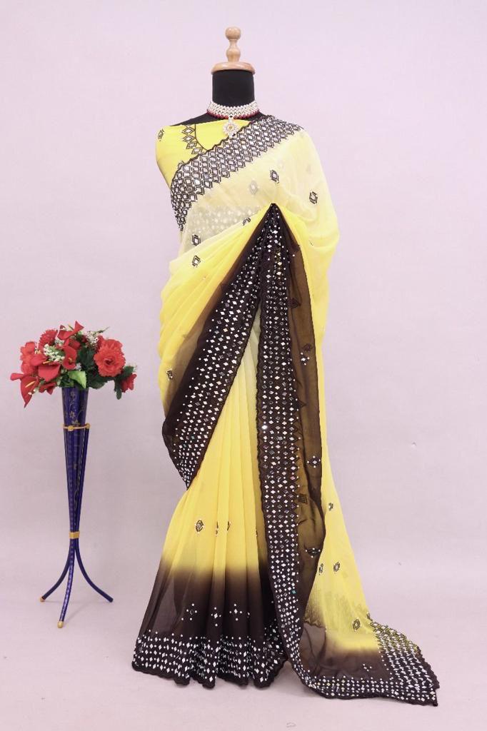 Heavy Soft Georgette Embroidery Work Saree