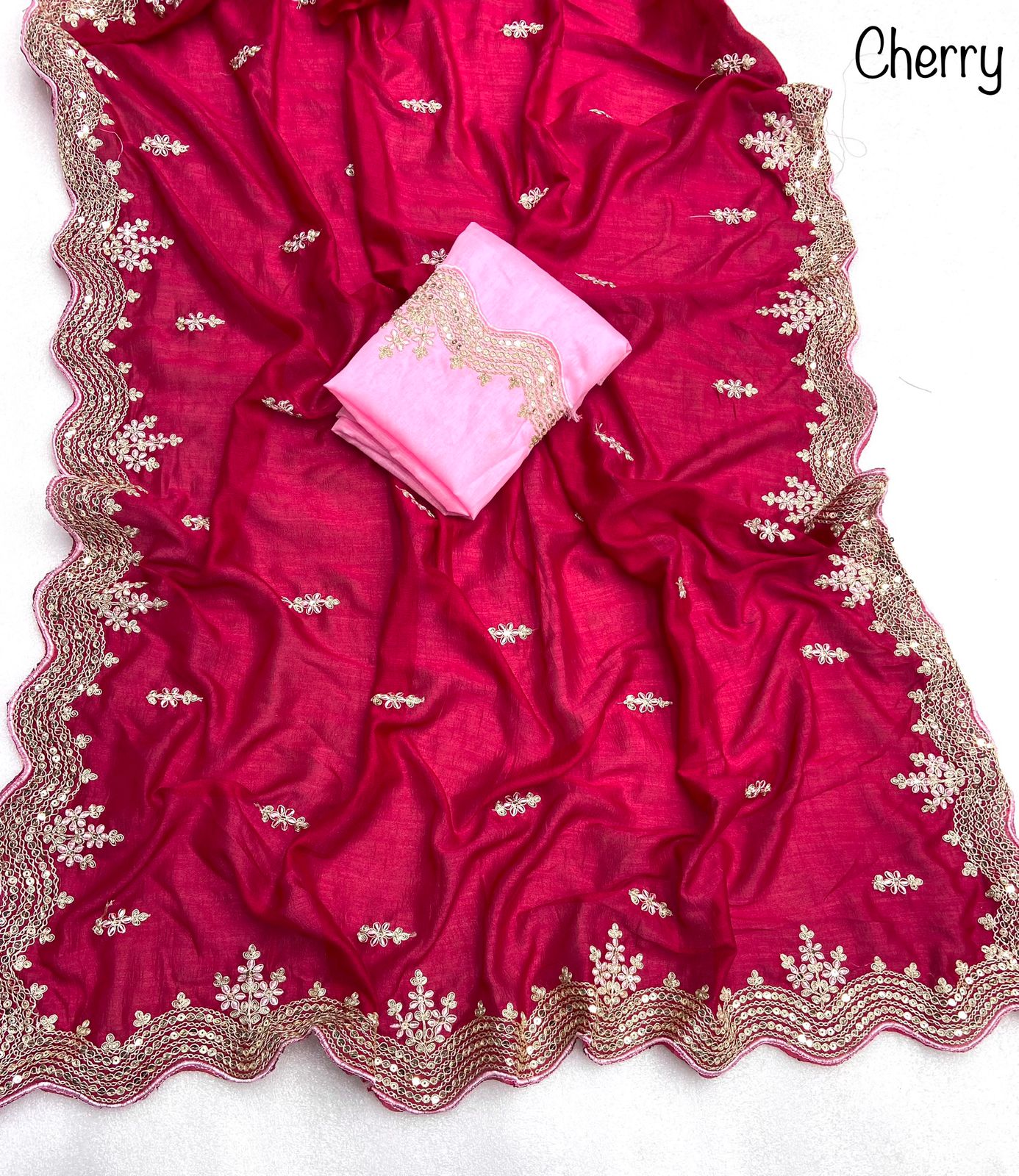 Beautiful Soft Vichitra Silk Partywear Saree