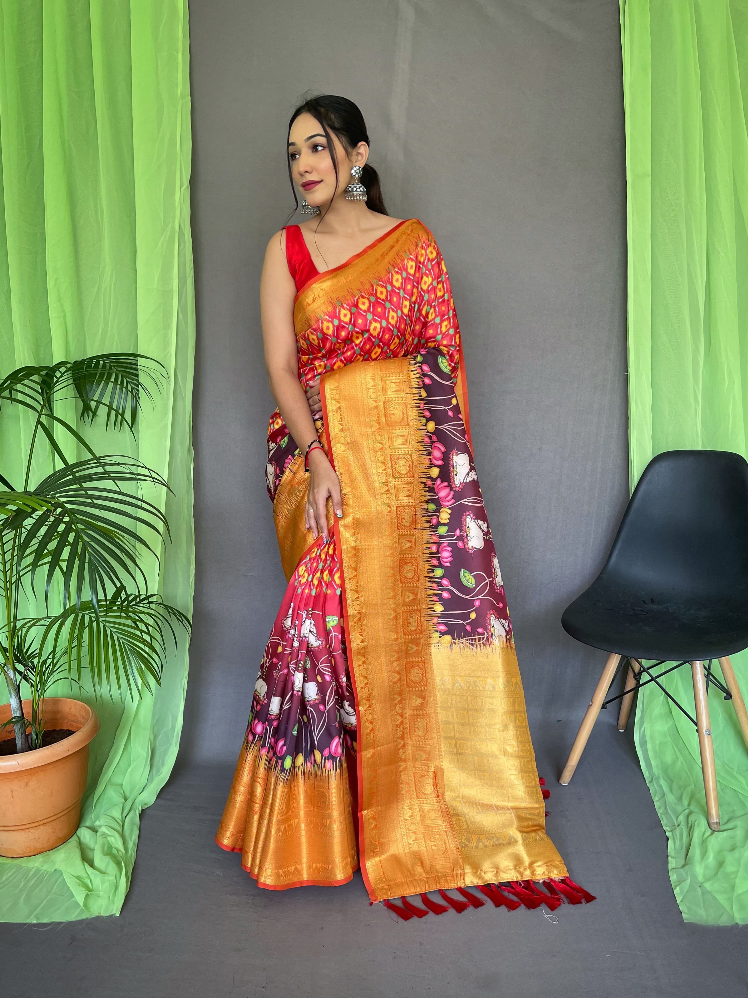 Pure Kanchipuram Printed Work Saree