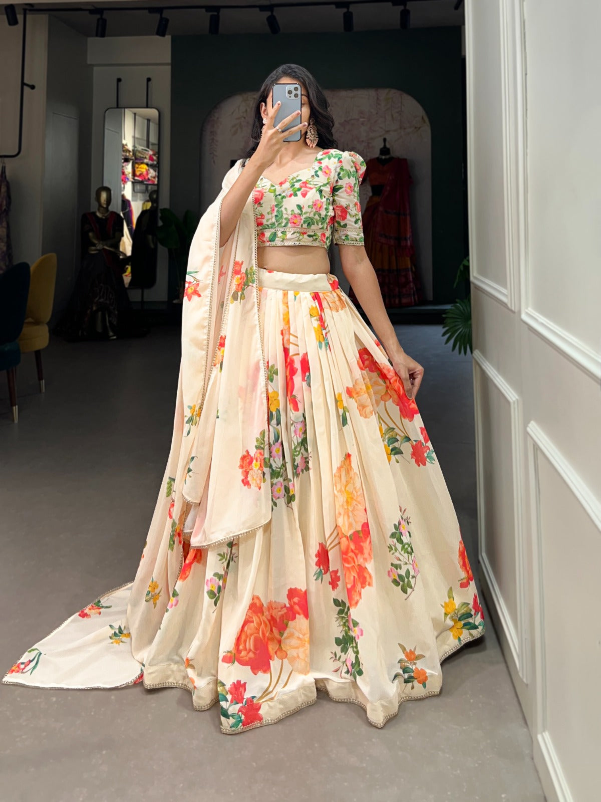 Beautiful Floral Printed Georgette Lehenga Choli