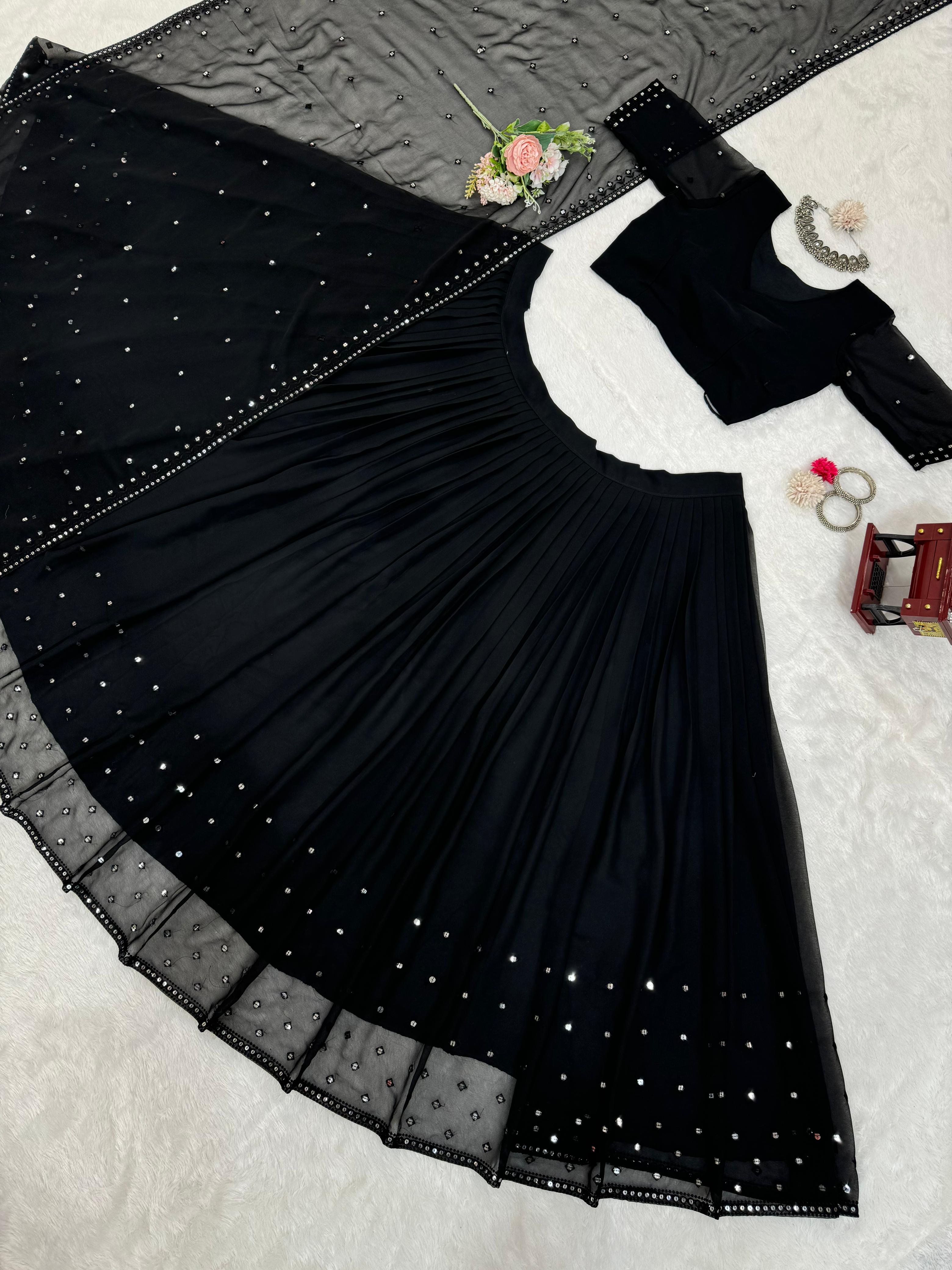 Blockbuster Black Beautiful Georgette Lehenga Choli