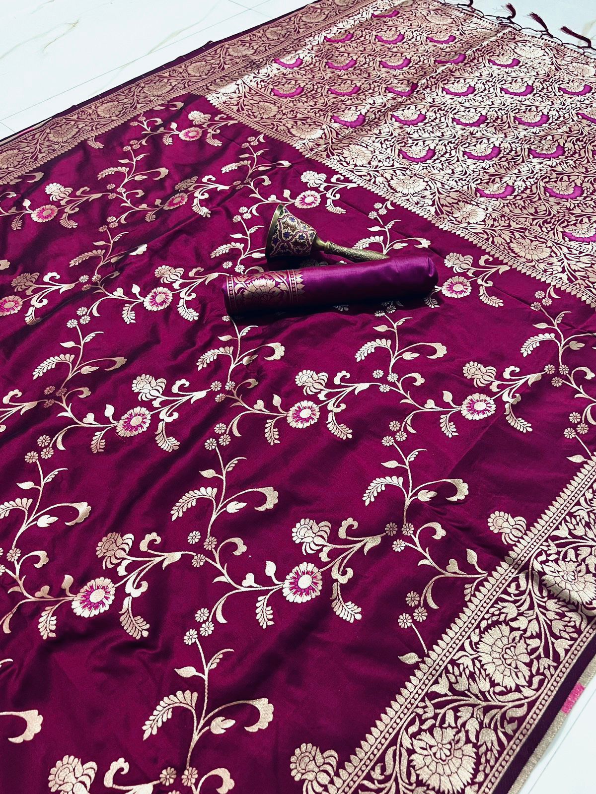 Traditional Pure Heavy Silk Zari With Heavy Minakari Weaving Work Saree