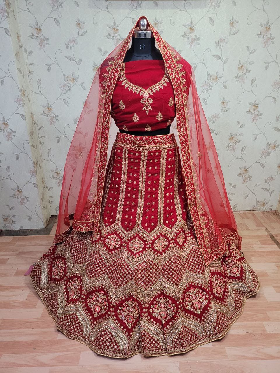 Designer Diamond Cut Work Velvet Lehenga Choli