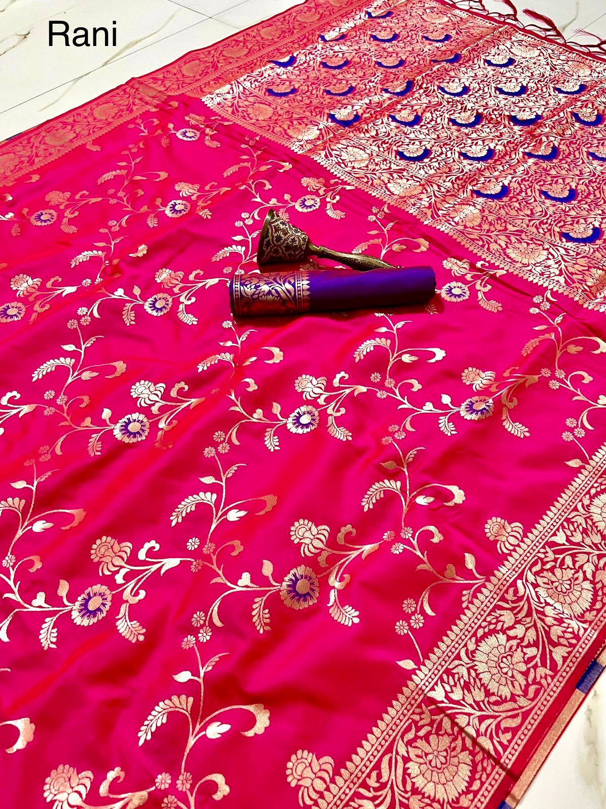 Traditional Pure Heavy Silk Zari With Heavy Minakari Weaving Work Saree