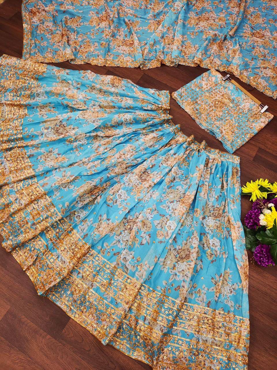 Party-wear Soft Organza With Digital Printed Lehenga Choli