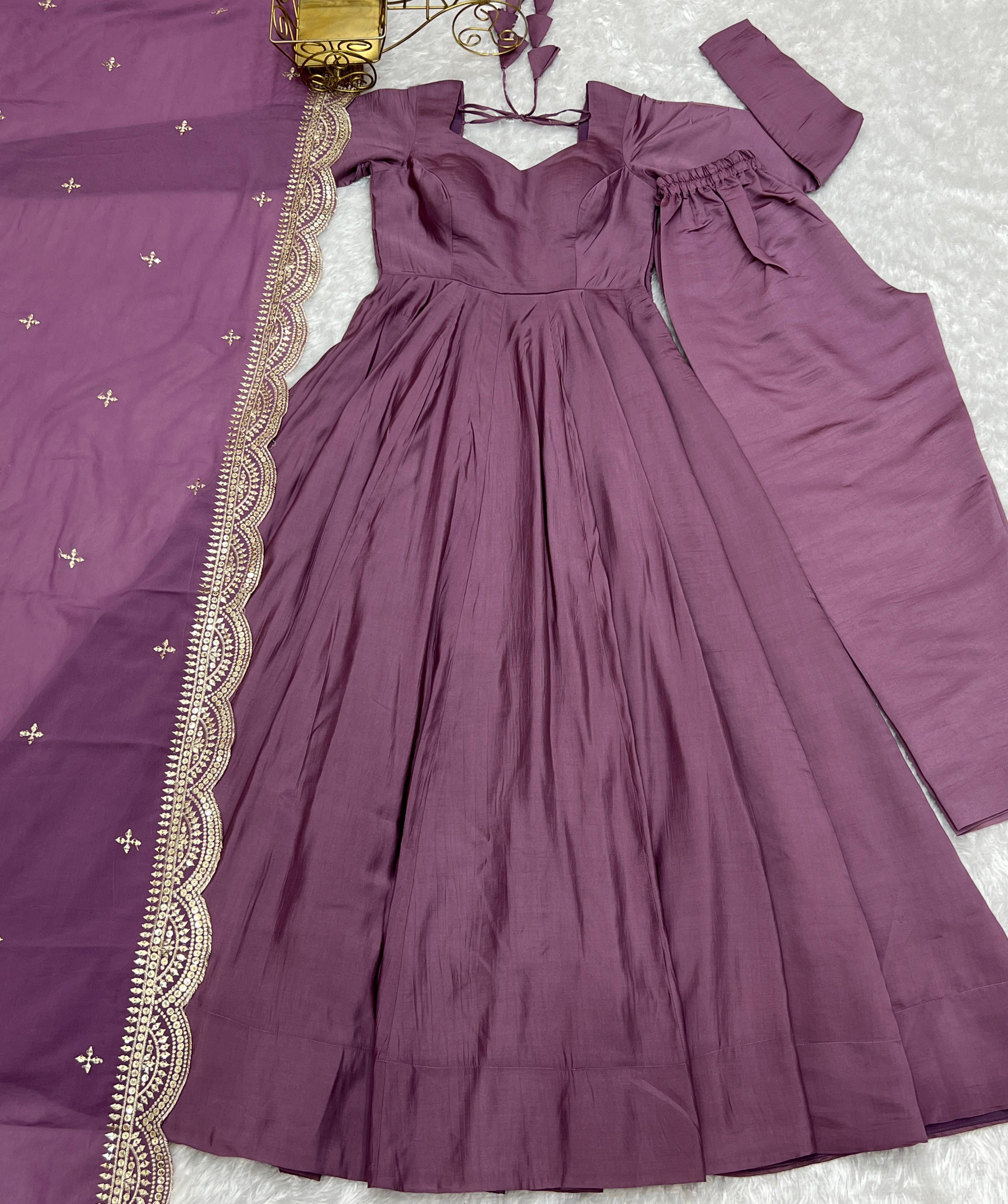 Stunning Purple Ready To Wear Anarkali Gown