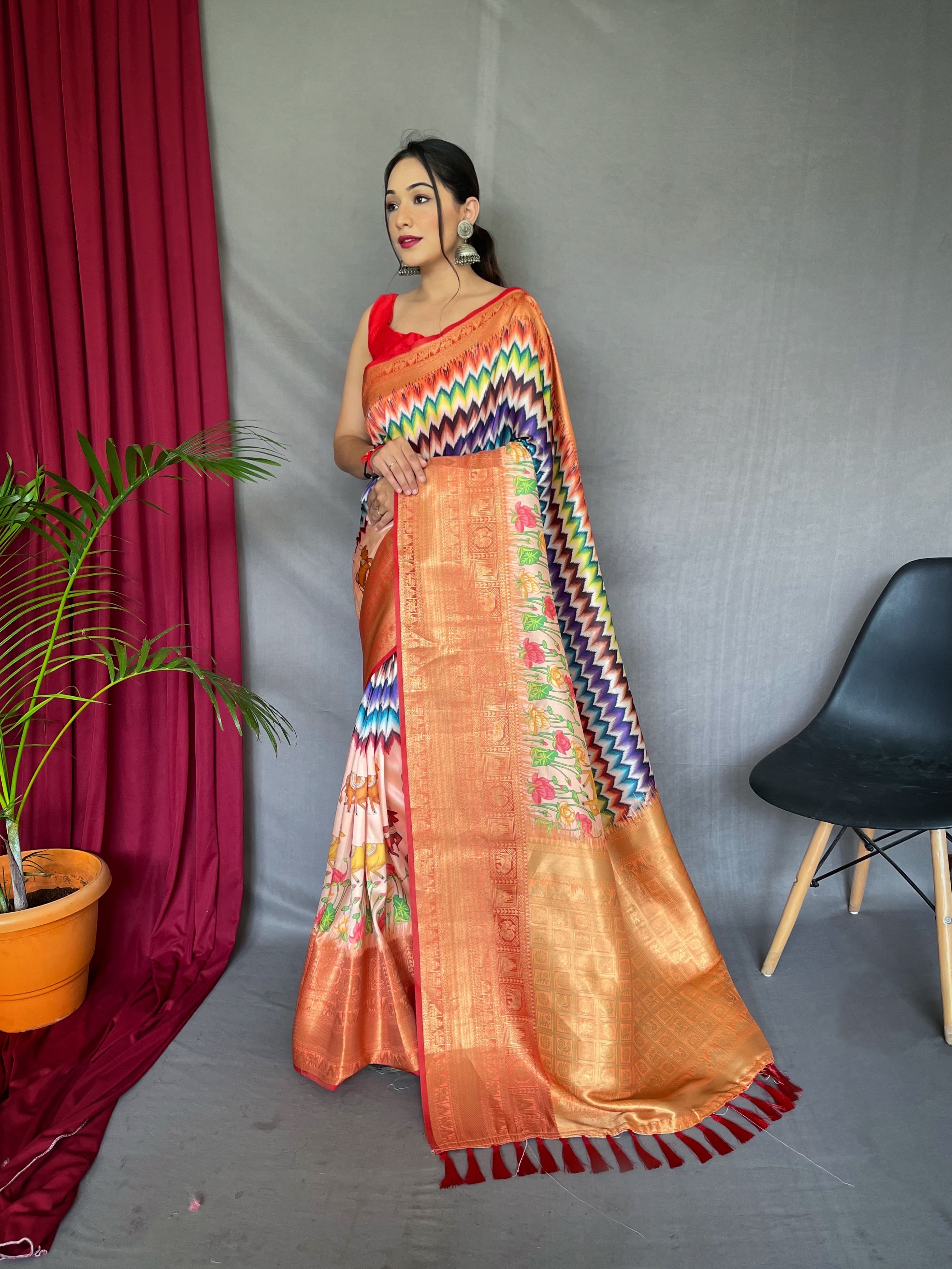 Pure Kanchipuram Printed Work Saree