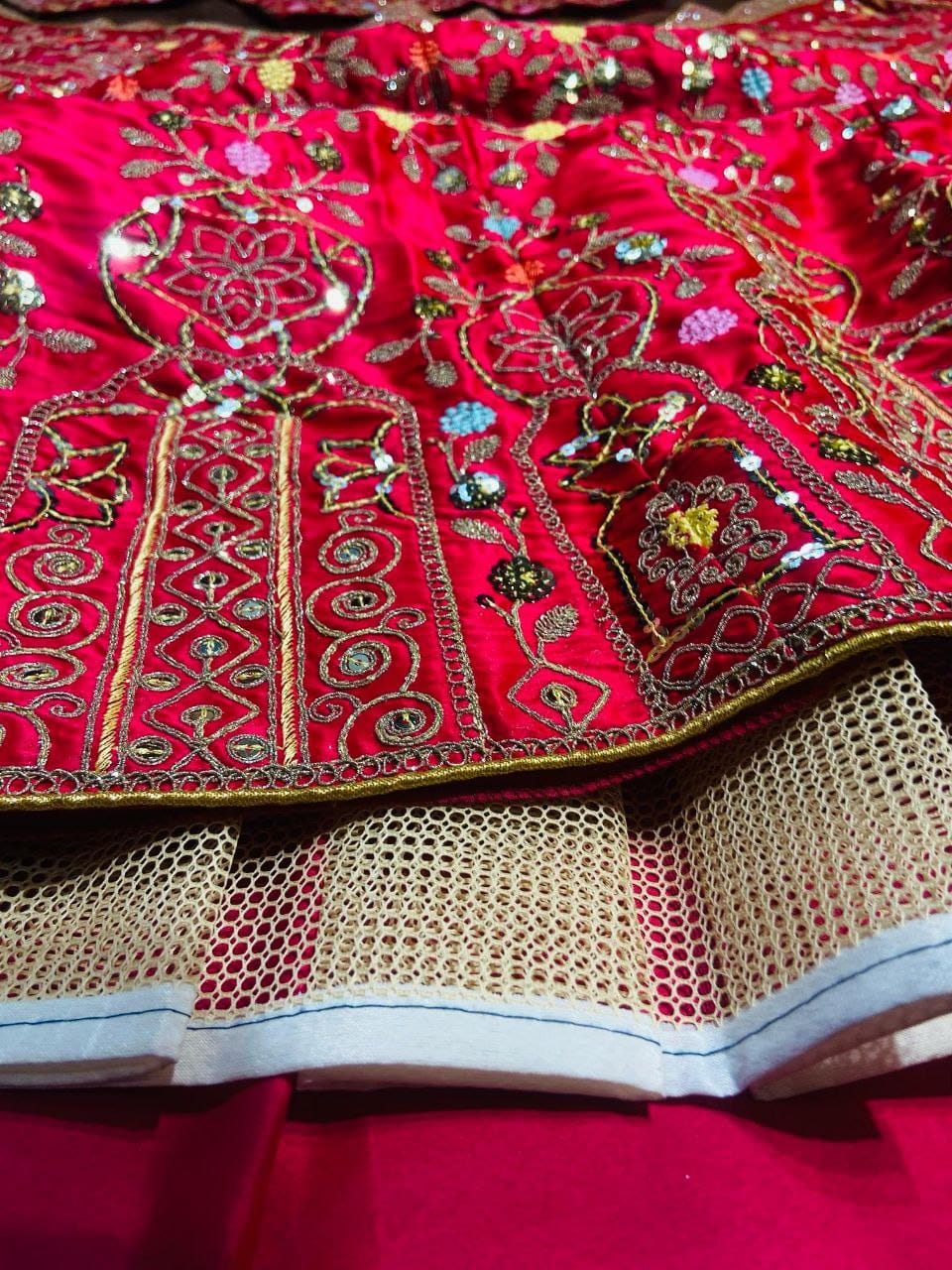 Beautiful Premium Malai Satin Silk Embellished With Multi Thread & Sequence Work Lehenga Choli