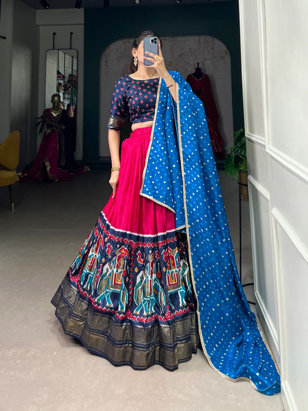 Elevate Your Ethnic Dola Silk Patola Printed Lehenga Choli