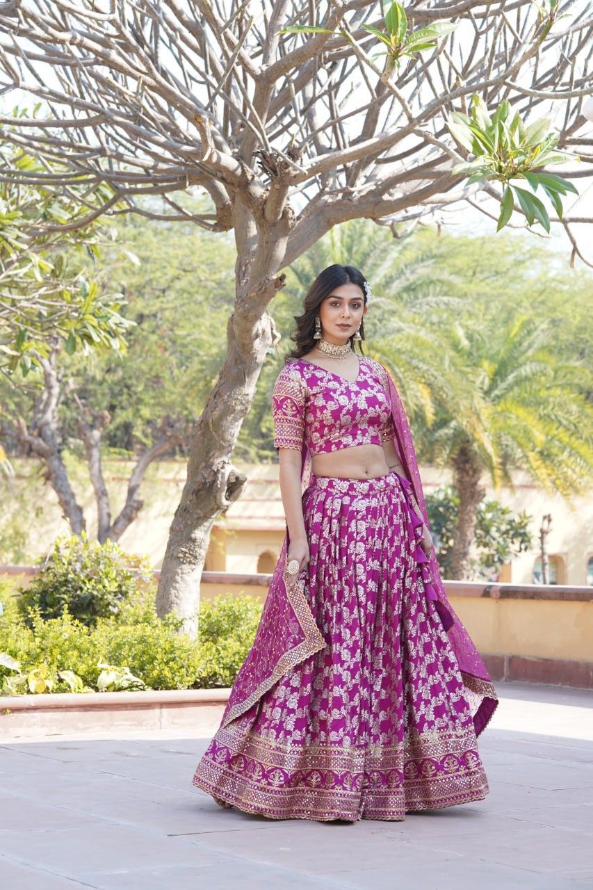 Designer Dye-able Pure Viscose Jacquard Lehenga Choli